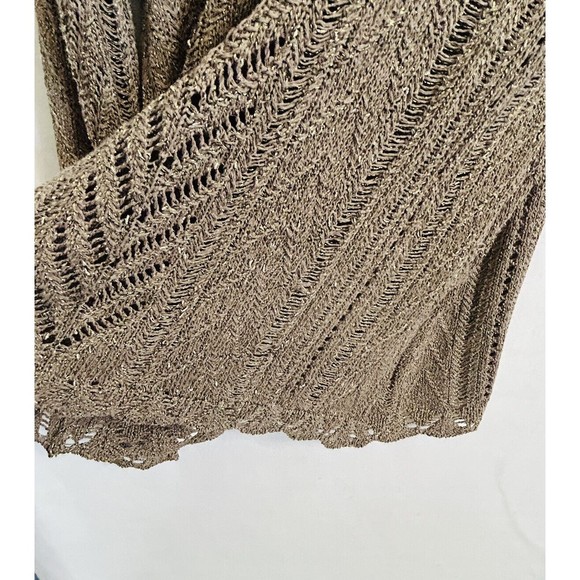 Soft Surroundings Loose Knit Sweater Size Medium Gold Brown Metallic‎ Pointelle - Picture 9 of 10